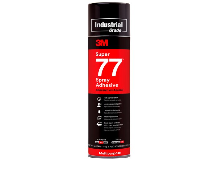 3M™ Super 77™ Multipurpose Cylinder Spray Adhesive, Clear, Large (Net Wt  29.3 lb), 1 Each/Case