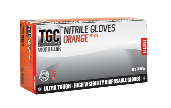 Picture of The Glove Company WorkGear Hi-Vis Orange 2XL Nitrile Disposable Glove (Main product image)