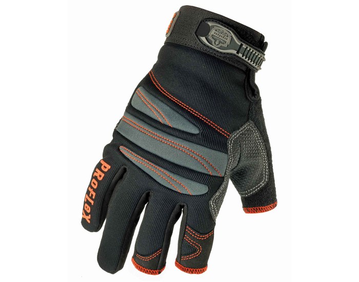 Picture of Ergodyne Proflex 720 Black Large EVA Foam/Neoprene/PVC/Spandex/Synthetic Leather/Terry Cloth Fingerless Work Gloves (Main product image)