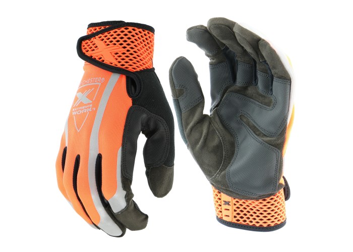 Picture of West Chester Extreme Work VizX 89308 Black/Hi-Vis Orange 2XL Synthetic Leather Full Fingered Work Gloves (Main product image)