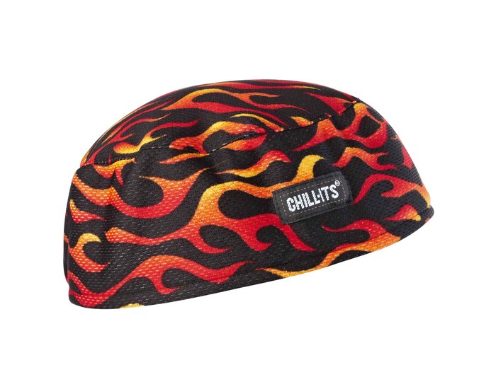 Picture of Ergodyne Chill-Its 6630 Black/Red Hi Cool/Terry Cloth Skull Cap (Main product image)
