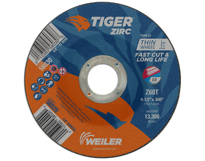 Picture of Weiler Tiger Zirc Cutting Wheel 58020 (Main product image)