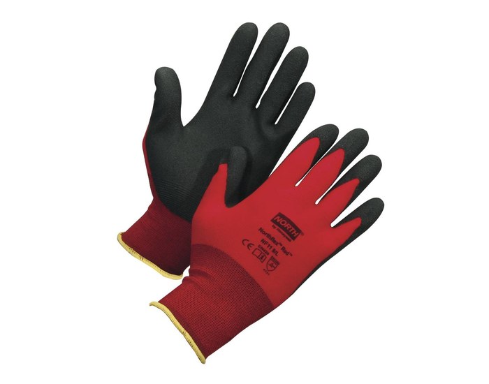 Picture of North NorthFlex Red NF11 Black/Red Medium Nylon Full Fingered Work Gloves (Main product image)