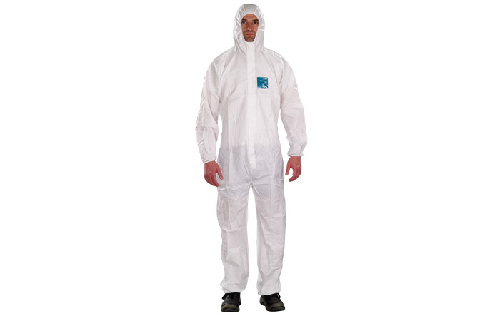 Picture of Ansell Microchem AlphaTec 68-1800 White Small Polyethylene Disposable Chemical-Resistant Coverall (Main product image)