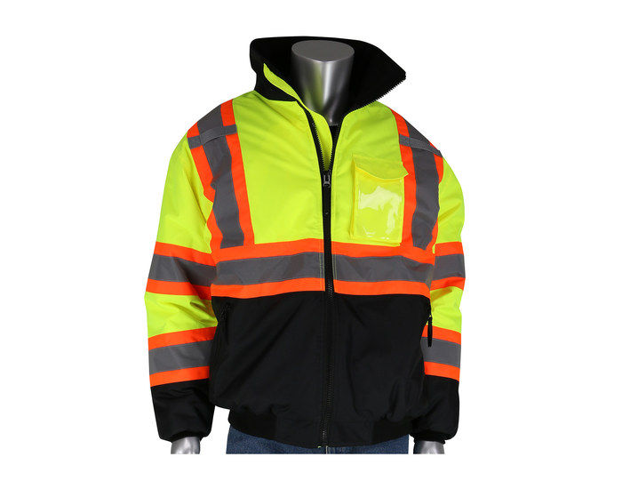 Picture of PIP 333-1745 Hi-Vis Lime Yellow/Black Medium Polyester (Shell) Work Jacket (Main product image)