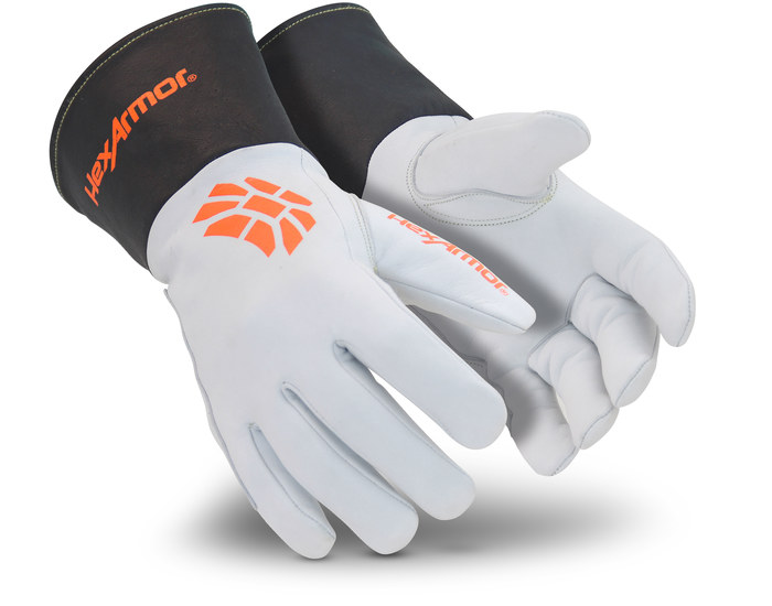 Picture of HexArmor Chrome SLT 4062 White 7 Goatskin Leather/Aramid Cut and Sewn Cut-Resistant Gloves (Main product image)
