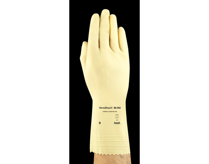 Picture of Ansell AlphaTec 88-392 White 9 Latex Unsupported Chemical-Resistant Glove (Main product image)