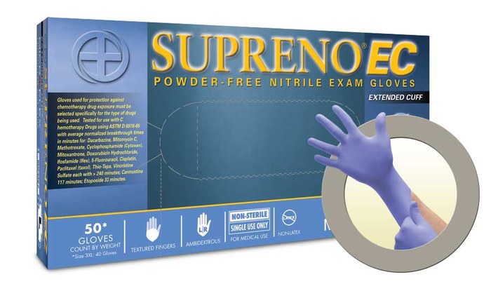Picture of Microflex Supreno EC High Risk Blue Small Nitrile Powder Free Disposable Gloves (Main product image)