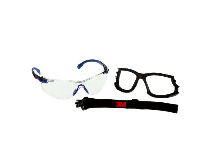 Picture of 3M Scotchguard S1107SGAF-KT Clear Black & Blue Universal Polycarbonate Safety Glasses (Main product image)