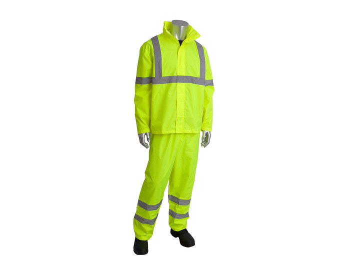 Picture of PIP Falcon Viz 353-1000LY High-Visibility Lime Yellow 4XL/5XL Polyester/PU Rain Suit (Main product image)