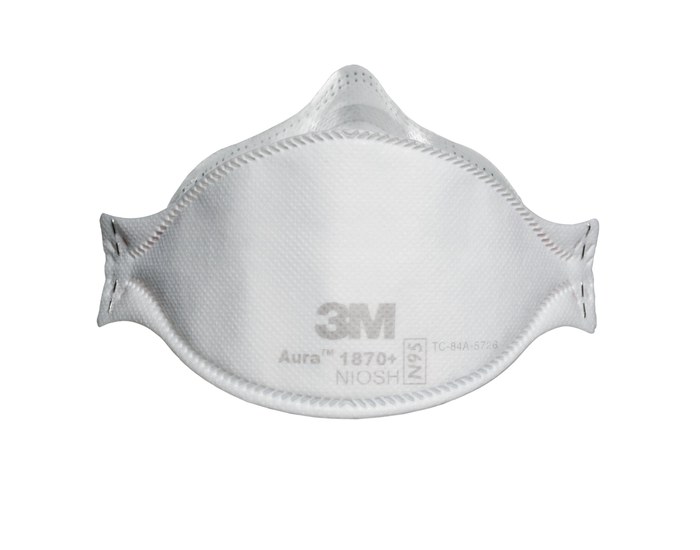 Picture of 3M Aura 1870+ BULK White Universal N95 Flat Fold Surgical Mask (Main product image)