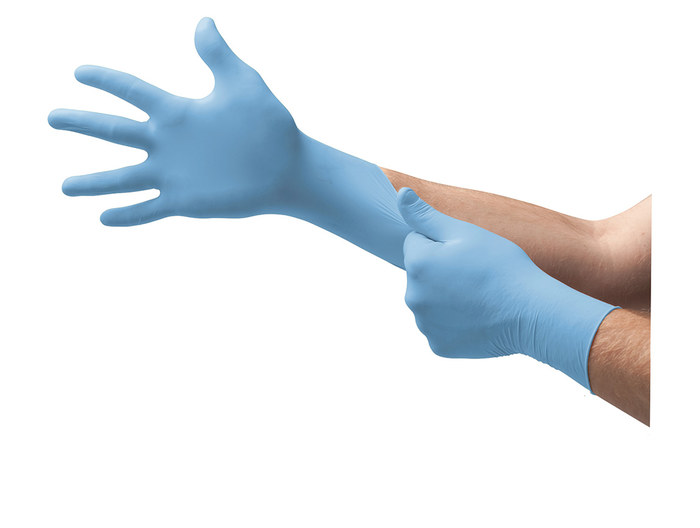 Picture of Microflex High Five N84 Blue Large Nitrile Powdered Disposable General Purpose Gloves (Product image)