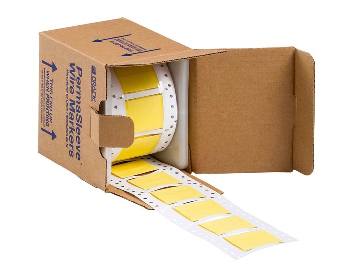Picture of Brady PermaSleeve Yellow Heat-Shrinkable Polyolefin Thermal Transfer 3FR-1000-2-YL-S-2 Die-Cut Thermal Transfer Printer Sleeve (Main product image)