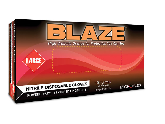 Picture of Microflex High Five Blaze N48 Orange 2XL Nitrile Powder Free Disposable Gloves (Main product image)