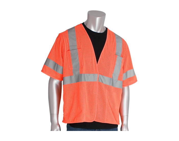 Picture of PIP 303-HSVEOR Orange Medium Polyester Mesh High-Visibility Vest (Main product image)
