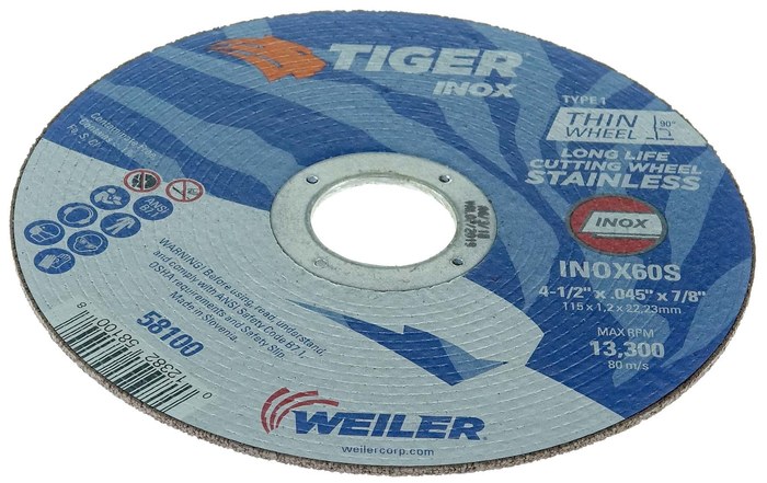 Weiler Tiger INOX Thin Cutting Wheels 4-1/2" x .045" 58100 25/pk 