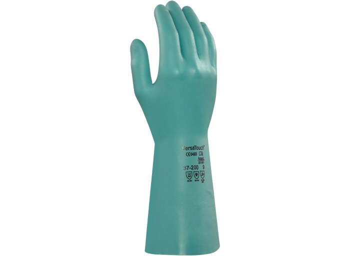 Picture of Ansell AlphaTec 37-200 Green 10 Nitrile Unsupported Chemical-Resistant Glove (Main product image)