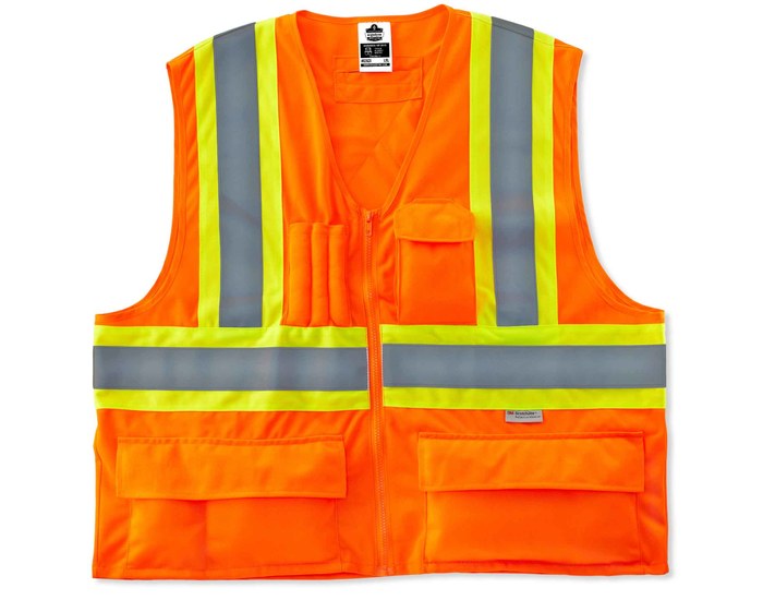 Picture of Ergodyne Glowear 8235ZX High-Visibility Orange Large/XL Polyester Solid High-Visibility Vest (Main product image)