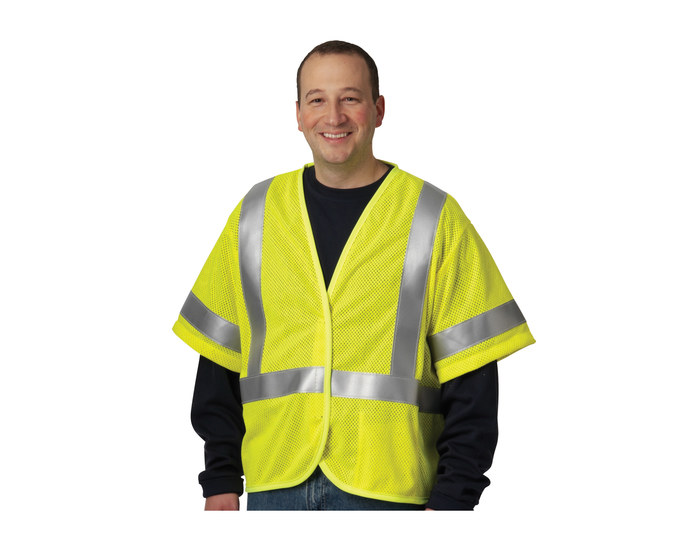 Picture of PIP 305-3100 Lime Yellow 2XL Modacrylic Mesh High-Visibility Vest (Main product image)
