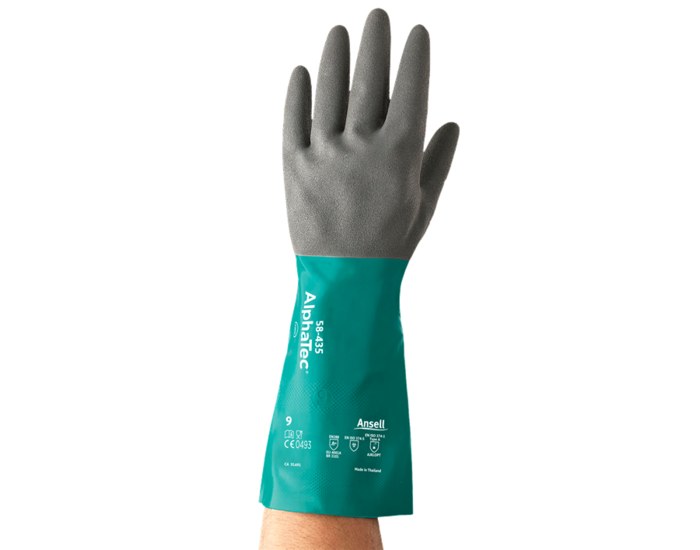Picture of Ansell AlphaTec 58-435 Sea Green/Anthracite Grey 11 Nitrile Supported Chemical-Resistant Glove (Main product image)