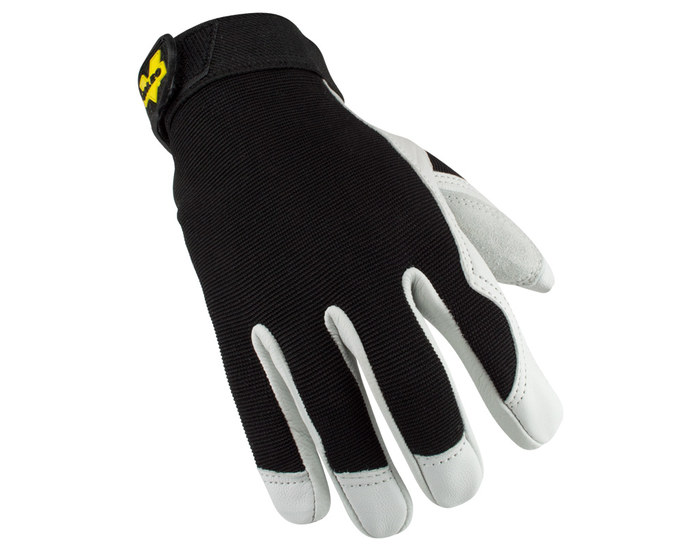 Picture of Valeo V255 Black/White Medium Goatskin Leather Full Fingered Work Gloves (Main product image)
