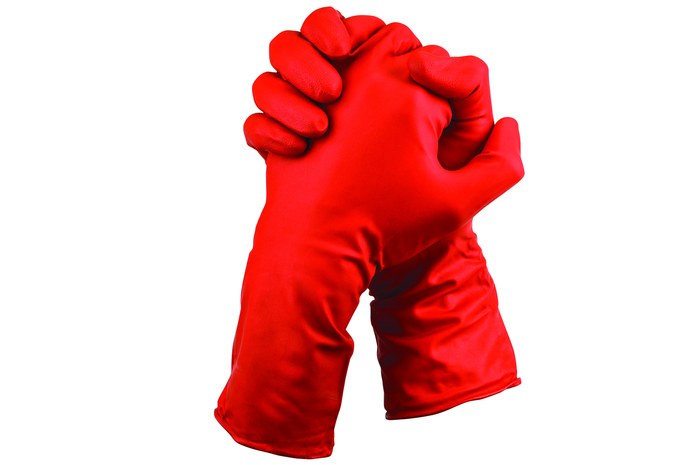 Picture of The Glove Company Chloronite® Chemical Gloves Hi-Vis Red Small Polychlorophrene/Nitrile Supported Glove (Main product image)