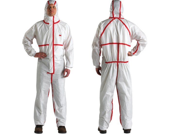 Picture of 3M 4565-BLK-4XL White 4XL Polyethylene/Polypropylene Disposable Chemical-Resistant Coveralls (Main product image)