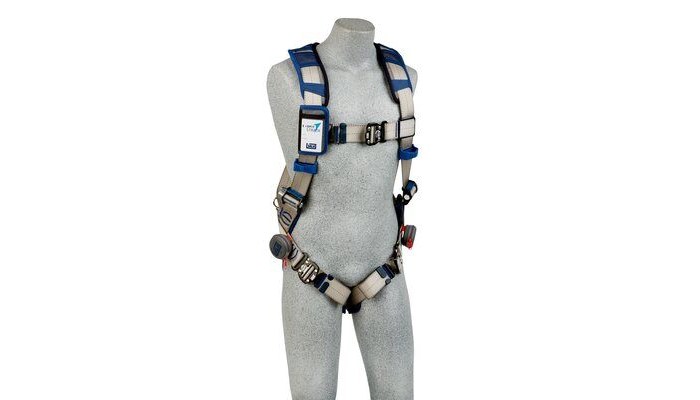 Picture of DBI-SALA ExoFit STRATA Grey, Blue Medium Vest-Style Shoulder, Back, Leg Padding Body Harness (Main product image)