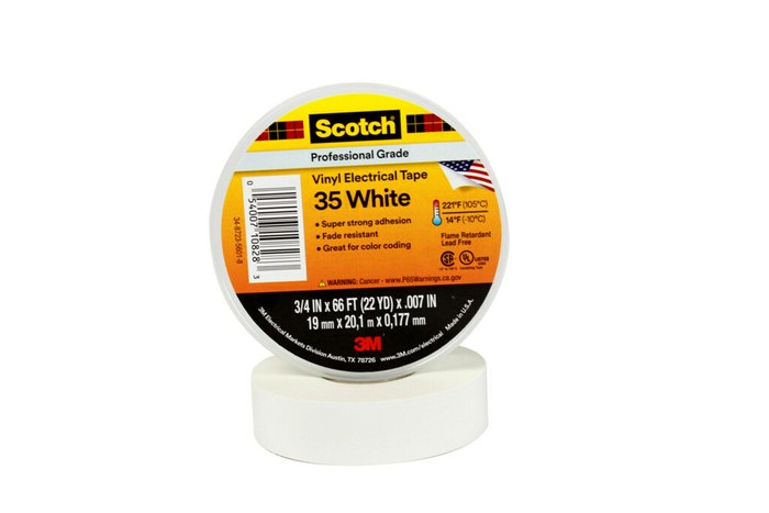 3M Scotch 35 Vinyl Electrical Color Coding Tape 3/4" X 66ft White 10828 for sale online 