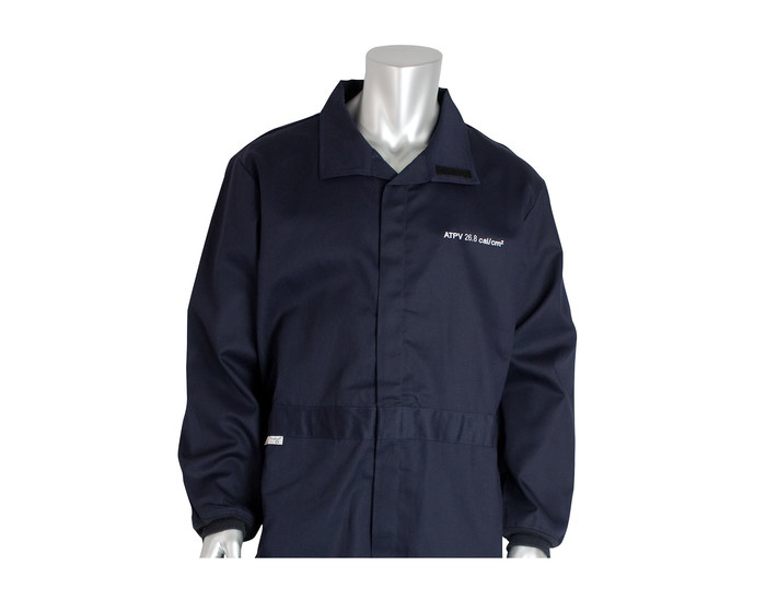 Picture of PIP 9100-52772 Blue Small Ultrasoft Reusable Fire-Resistant Coveralls (Main product image)