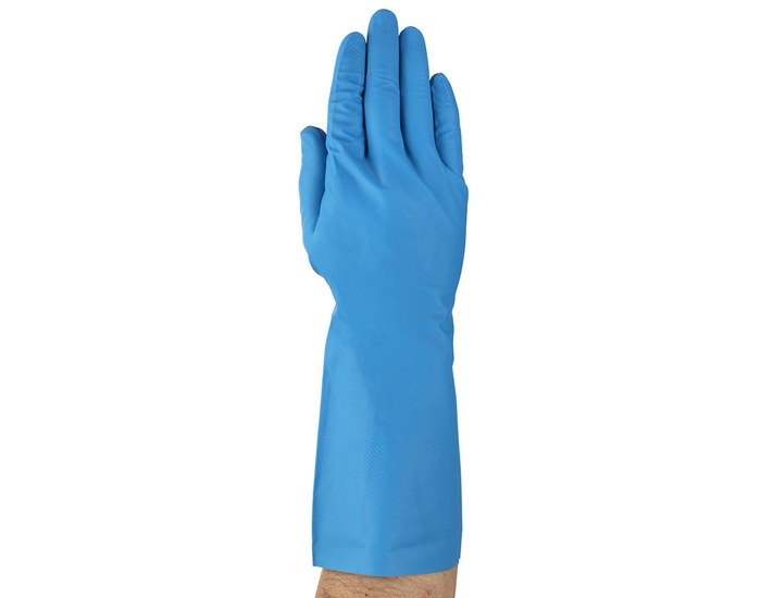 Picture of Ansell AlphaTec 37-210 Blue 8 Nitrile Unsupported Chemical-Resistant Glove (Main product image)