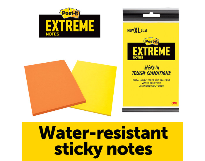 3M Post-it Extreme Note Pads XL Size EXT456-2MX - 2 Pack - Orange/Yellow