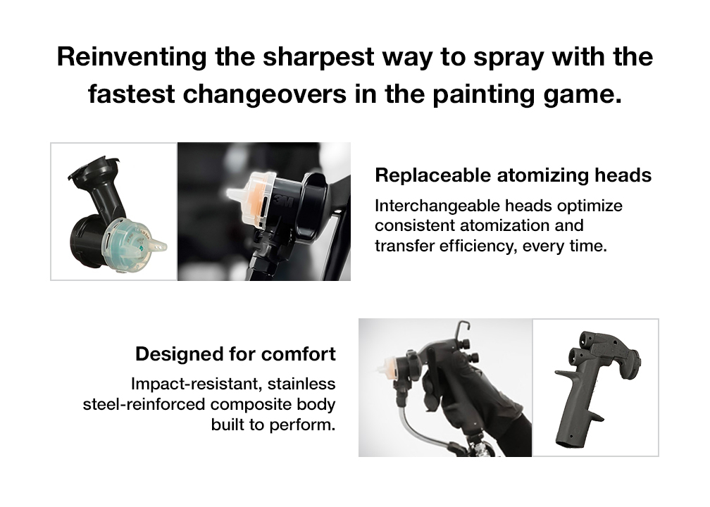 Reinventing the sharpest way to spray with the fastest changeovers in the painting game.