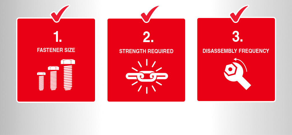 Fastener Size - Strength REquired - Disassembly Frequency