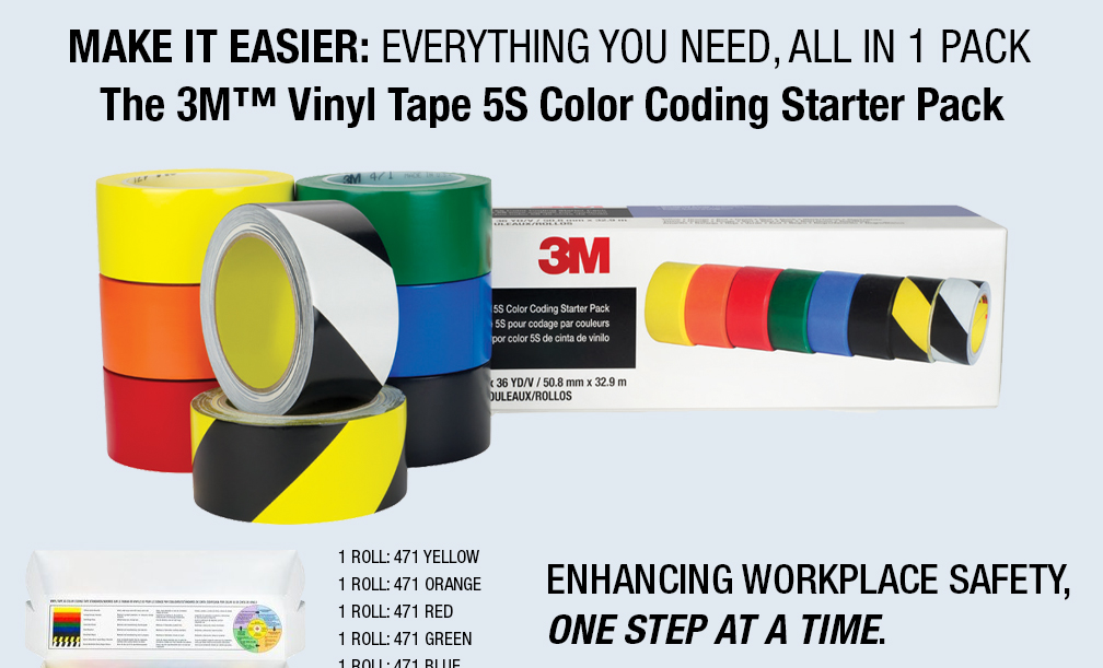 MAKE IT EASIER: EVERYTHING YOU NEED, ALL IN 1 PACK - The 3M™ Vinyl Tape 5S Color Coding Starter Pack