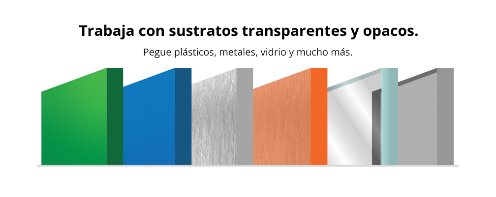 Trabaja con sustratos transparentes y opacos.