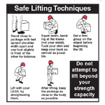 Safe Lifting Techniques Labels (Black/Red on White; 10